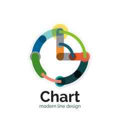 Thin line chart logo design. Graph icon modern colorful flat style