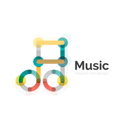Music note logo, flat thin line geometric design