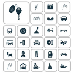 Set of twenty seven transport and car service icons