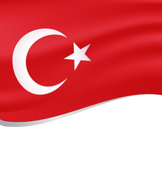 Waving flag of turkey isolated on white