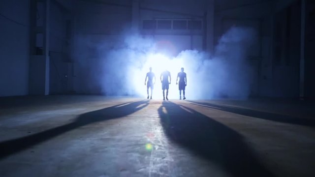 Athletes boxers go for sports hall