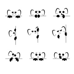 Sad and angry Emoji with ears and paws with different emotions