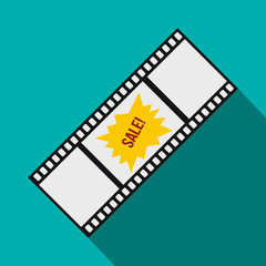 Film strip with Sale text icon, flat style