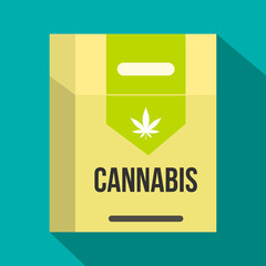 Cannabis cigarette box icon, flat style 