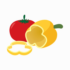 Tomato and pepper icon, cartoon style