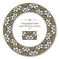Vintage Round Retro Frame 185 Square Check Cross Geometry