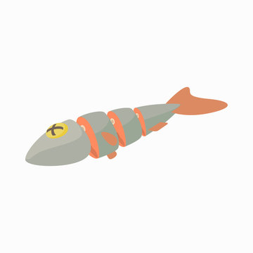 Fresh raw fish icon, cartoon style