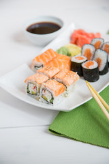 Sushi set on white background