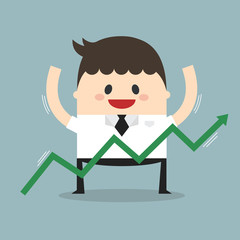Successful businessman with chart, flat design