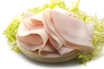 Turkey meat slices with salad on the white - 107651835