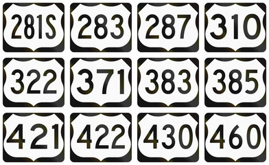Collection of general United States Route shields