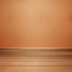 Naklejka premium room interior with concrete wall and brown wood floor