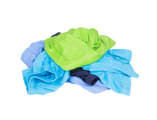 pile of Sport shorts on a white
