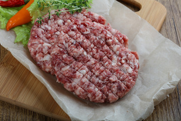 Raw burger cutlet