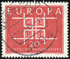stamp printed by Germany, shows Europe CEPT emblem