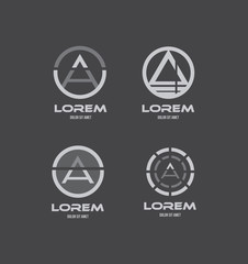 Alphabet letter a circle logo icon set