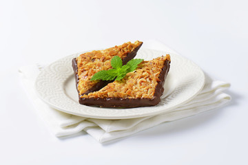 Triangle nut bars dipped in chocolate