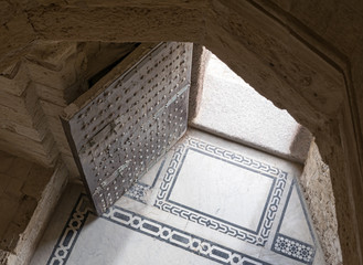 Top view of the entrance of the Citadel of Qaitbay. A15th-century defensive fortress located on the...