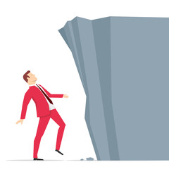 Red suit businessman and barrier