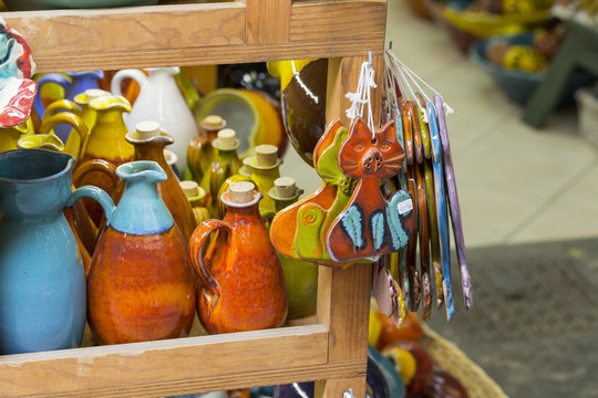 Handmade ceramic souvenirs for sale on Crete island, Greece