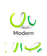 Fototapeta na wymiar Abstract 3d swirl ribbon logo template with business card corporate identity design