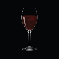 Vector glass of red wine on black background