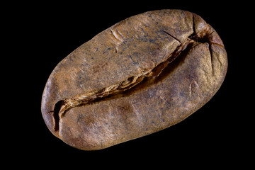Coffee bean isolated on black background