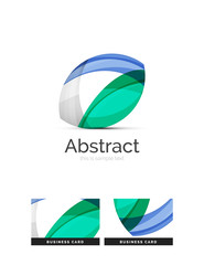 Circle logo. Transparent overlapping swirl shapes. Modern clean business icon