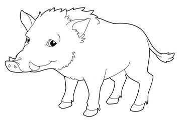 Cartoon animal - boar - isolated - coloring page - illustration for children
