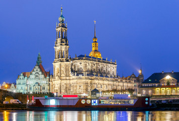 Fototapeta na wymiar Dresden. The building of the Hofkirche at night.