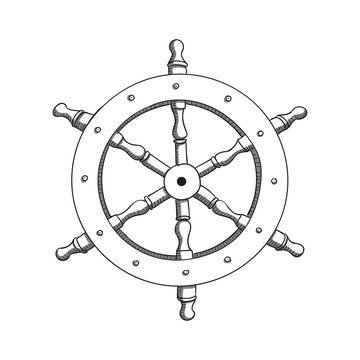 Vector Illustration of a Hand Drawn Steering Wheel