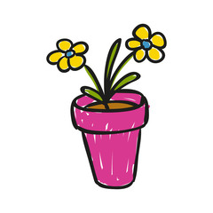 Vector Illustration of a Hand Drawn Flowers