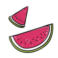 Vector Illustration of a Hand Drawn Watermelon