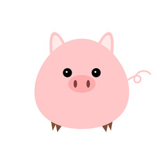 Pink pig - vector illustration.