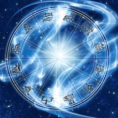 astrology wheel and space