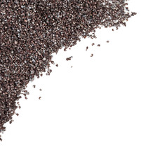 Poppy seeds corner top view