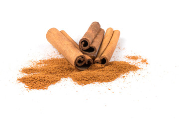 cinnamon sticks with powder.