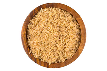 Rice in wooden bowl