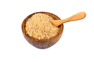Rice in wooden bowl