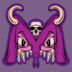 stylized  letter M  isolated monster mutant vector illustration