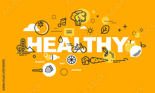 Thin Line Flat Design Banner For Healthy Web Page Organic Food