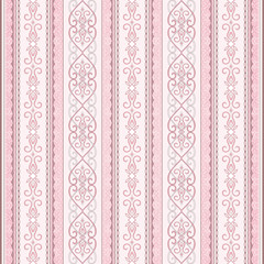 Pink vintage seamless border on light pink.