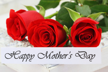 Happy Mother's day card with red roses
