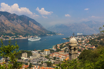 Fototapeta na wymiar view at Kotor bay from the top