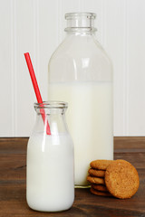 closeup milk and cookies