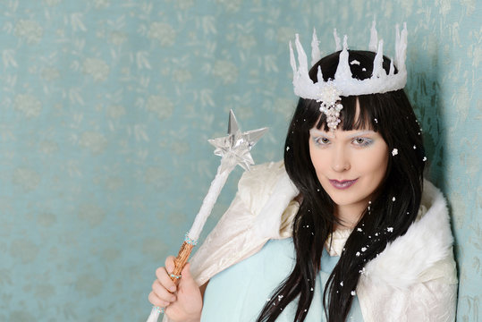 Evil Queen With Wand And Ice Crown