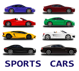 Big sports cars set.