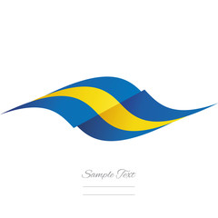 Abstract Swedish flag ribbon logo white background