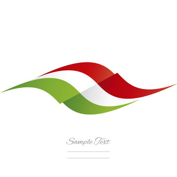 Abstract Italian flag ribbon logo white background