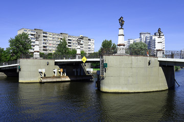 Kaliningrad, Russia. The bridge across the river Pregolya
